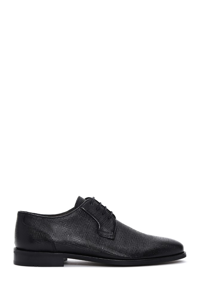 Siyah Erkek Deri Baskılı Klasik AyakkabıSiyah Erkek Deri Baskılı Klasik Ayakkabı - 23SFD600126